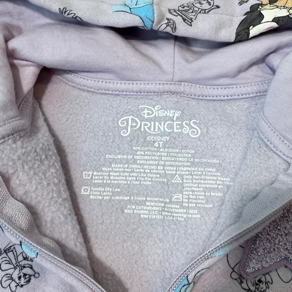 Little Girl's Disney Princess & Solid Blue Full Zip Hooded Sweat Jackets Size 4T - Picture 10 of 13